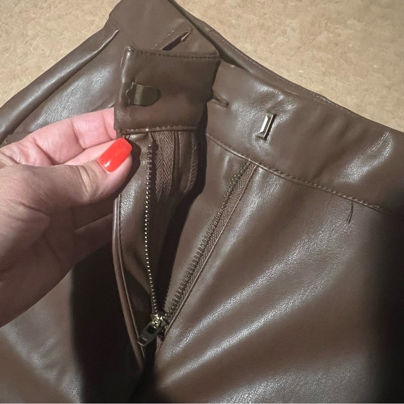 Meshki faux leather Pants, chocolate brown, highwaisted, bootcut size S, NWOT - Picture 3 of 14
